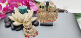 Exceptional Designer Collection In Indian Reverse Kundan Long Tikka Earrings Set
