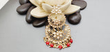Exceptional Designer Collection In Indian Reverse Kundan Long Tikka Earrings Set