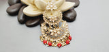 Exceptional Designer Collection In Indian Reverse Kundan Long Tikka Earrings Set