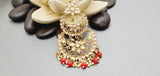 Exceptional Designer Collection In Indian Reverse Kundan Long Tikka Earrings Set