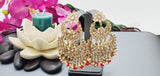 Exceptional Designer Collection In Indian Reverse Kundan Long Tikka Earrings Set
