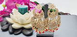 Exceptional Designer Collection In Indian Reverse Kundan Long Tikka Earrings Set