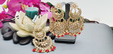 Exceptional Designer Collection In Indian Reverse Kundan Long Tikka Earrings Set