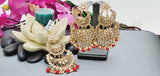 Exceptional Designer Collection In Indian Reverse Kundan Long Tikka Earrings Set