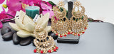 Exceptional Designer Collection In Indian Reverse Kundan Long Tikka Earrings Set