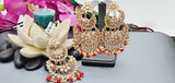Exceptional Designer Collection In Indian Reverse Kundan Long Tikka Earrings Set