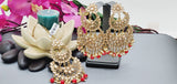 Exceptional Designer Collection In Indian Reverse Kundan Long Tikka Earrings Set