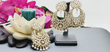Beautiful Premium Quality  New Collection In Indian Polki Kundan Bollywood Tikka Earrings Set