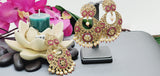 Absolutely Stunning High Quality  Best Collection In Indian Bollywood Polki Kundan Tikka Earrings Set