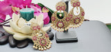 Absolutely Stunning High Quality  Best Collection In Indian Bollywood Polki Kundan Tikka Earrings Set