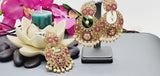 Absolutely Stunning High Quality  Best Collection In Indian Bollywood Polki Kundan Tikka Earrings Set