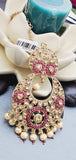 Absolutely Stunning High Quality  Best Collection In Indian Bollywood Polki Kundan Tikka Earrings Set
