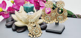 Totally Unique High Quality Indian Polki Reverse Kundan Tikka Earrings Set
