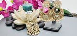 Totally Unique High Quality Indian Polki Reverse Kundan Tikka Earrings Set
