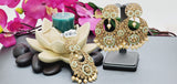 Totally Unique High Quality Indian Polki Reverse Kundan Tikka Earrings Set