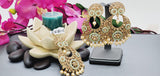 Totally Unique High Quality Indian Polki Reverse Kundan Tikka Earrings Set
