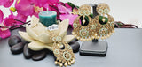 Totally Unique High Quality Indian Polki Reverse Kundan Tikka Earrings Set