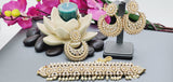 Dazzling Indian Bollywood Bridal Reverse Kundan Pearl Choker Necklace Set