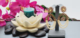 Elegant Design  Indian Bollywood Ethnic Studded Pearl Badge Color Earrings Set