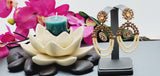 Elegant Design  Indian Bollywood Ethnic Studded Pearl Badge Color Earrings Set