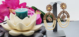 Elegant Design  Indian Bollywood Ethnic Studded Pearl Badge Color Earrings Set