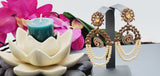 Elegant Design  Indian Bollywood Ethnic Studded Pearl Badge Color Earrings Set