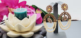 Elegant Design  Indian Bollywood Ethnic Studded Pearl Badge Color Earrings Set