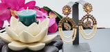Elegant Design  Indian Bollywood Ethnic Studded Pearl Badge Color Earrings Set