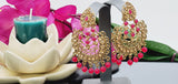 Indian Fashion Ethnic Designer Wedding Wear Kundan Tikka Earrings Set.