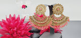 Extraordinary Latest High Quality Kundan Drop Indian Designer Tikka Earrings Set