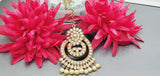 Boutique Style New High Quality Indian Designer Reverse Kundan Tikka Earrings Set