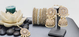 Extremely Incredible High Quality Latest Artistic Design Indian Kundan Jhumka Tikka Earrings Set