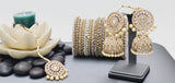 Extremely Incredible High Quality Latest Artistic Design Indian Kundan Jhumka Tikka Earrings Set