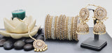 Extremely Incredible High Quality Latest Artistic Design Indian Kundan Jhumka Tikka Earrings Set