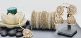 Extremely Incredible High Quality Latest Artistic Design Indian Kundan Jhumka Tikka Earrings Set