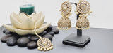 Extremely Incredible High Quality Latest Artistic Design Indian Kundan Jhumka Tikka Earrings Set