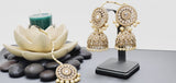Extremely Incredible High Quality Latest Artistic Design Indian Kundan Jhumka Tikka Earrings Set