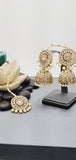 Extremely Incredible High Quality Latest Artistic Design Indian Kundan Jhumka Tikka Earrings Set