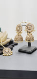 Extremely Incredible High Quality Latest Artistic Design Indian Kundan Jhumka Tikka Earrings Set