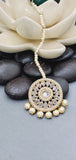 Extremely Incredible High Quality Latest Artistic Design Indian Kundan Jhumka Tikka Earrings Set