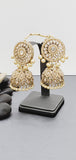 Extremely Incredible High Quality Latest Artistic Design Indian Kundan Jhumka Tikka Earrings Set