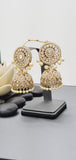 Extremely Incredible High Quality Latest Artistic Design Indian Kundan Jhumka Tikka Earrings Set