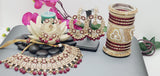 Astonishing Latest High Quality Designer Indian Reverse Kundan Choker Necklace Set With Full Bangles set.