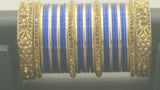 Absolutely Stunning Stone Studded Bangle Set in Golden And Blue.