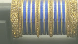 Absolutely Stunning Stone Studded Bangle Set in Golden And Blue.