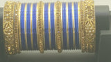 Absolutely Stunning Stone Studded Bangle Set in Golden And Blue.
