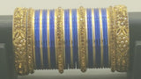 Absolutely Stunning Stone Studded Bangle Set in Golden And Blue.