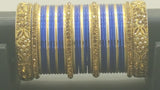 Absolutely Stunning Stone Studded Bangle Set in Golden And Blue.