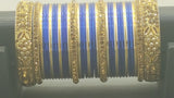 Absolutely Stunning Stone Studded Bangle Set in Golden And Blue.