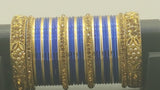 Absolutely Stunning Stone Studded Bangle Set in Golden And Blue.